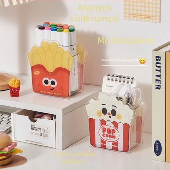 AS-acrylic tolltartó, négyzet alakú asztali rendező PP+PET anyagból, nagy kapacitású sminkecset tároló