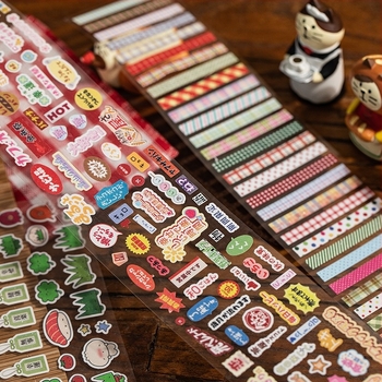 Dekoratív tervezőszalag naptárhoz és telefonos kártyákhoz kreatív mintákkal; hossz 2 m, szélesség 5 cm, alapanyag: bevont papír, márka Yu Xian