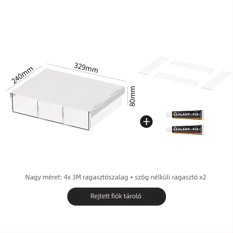 Irodaasztali fiókos tároló — Kihúzható az asztal alatt rejtett tolltartó, PET/ABS, 2L