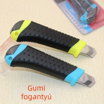 Santai Zhang 208 gumírozott fogantyújú barkácskés, cserélhető pengékkel, tapéta vágására, 18 mm széles penge, műanyag nyél, fém hüvely, 16 cm hosszú
