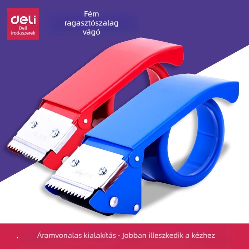 Deli 0823 fém ragasztószalag-záró készülék, 48 mm, vágó a szalaghoz