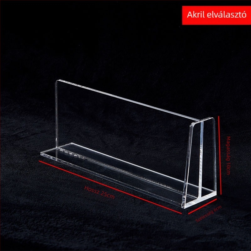 Akril könyves kiállító állvány négyzet alakú elválasztóval, modell Stand pen piece, logónyomtatás elérhető