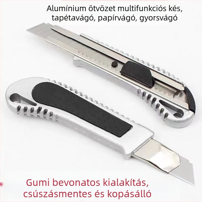 Alumínium‑ötvözetből készült többfunkciós kés tapéta és papír vágásához, modell Mgdao, márka Friendly, nettó tömeg kb. 73 g