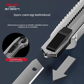 Delixi elektromos, szétszerelés nélküli többfunkciós kés tapétákhoz — ötvözet test, 110 g