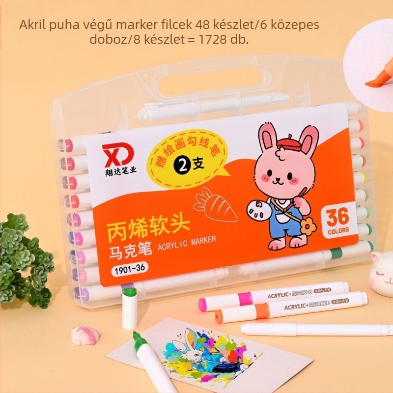 Gyerekeknek szóló akril marker puha heggel az opálos festéshez; műanyag test; rostos heg; polisztirol anyag; származás Wenzhou