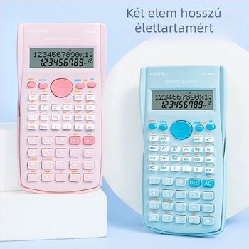 Deli D82MS Hordozható tudományos számológép, 12 számjegyű kijelző, Műanyag ház, Gombos elemre működik, Osztálytermi vizsgákhoz megfelelő