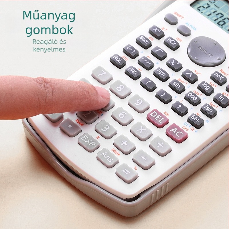 Deli D82MS Hordozható tudományos számológép, 12 számjegyű kijelző, Műanyag ház, Gombos elemre működik, Osztálytermi vizsgákhoz megfelelő