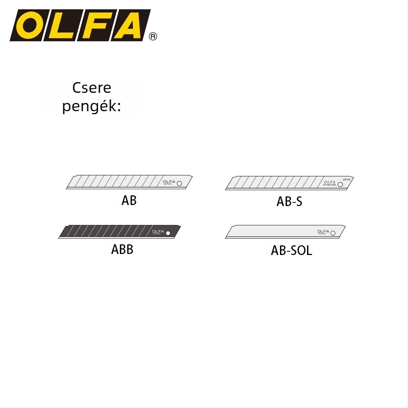 Kis méretű vágókés Olfa ailiva 300, penge 0.38×90×130 mm, anyag szénacél, nettó tömeg 85 g