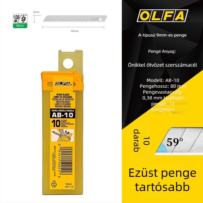 Kis méretű vágókés Olfa ailiva 300, penge 0.38×90×130 mm, anyag szénacél, nettó tömeg 85 g