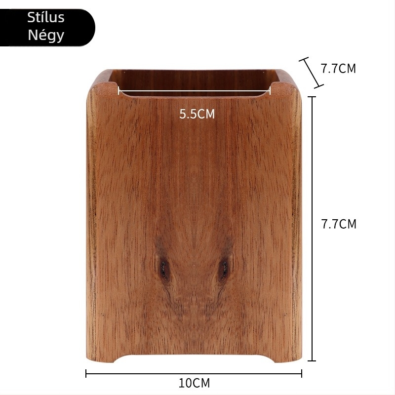 Fából készült tolltartó és asztali rendező, modell K80022, négyzetes formájú, anyag: fa