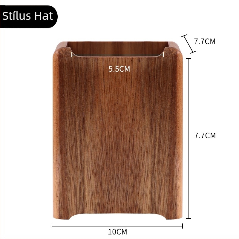 Fából készült tolltartó és asztali rendező, modell K80022, négyzetes formájú, anyag: fa