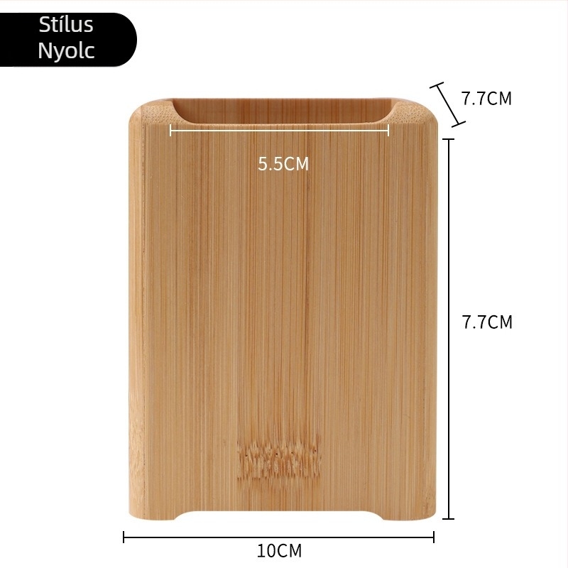 Fából készült tolltartó és asztali rendező, modell K80022, négyzetes formájú, anyag: fa