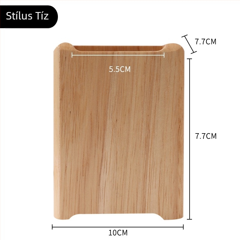 Fából készült tolltartó és asztali rendező, modell K80022, négyzetes formájú, anyag: fa