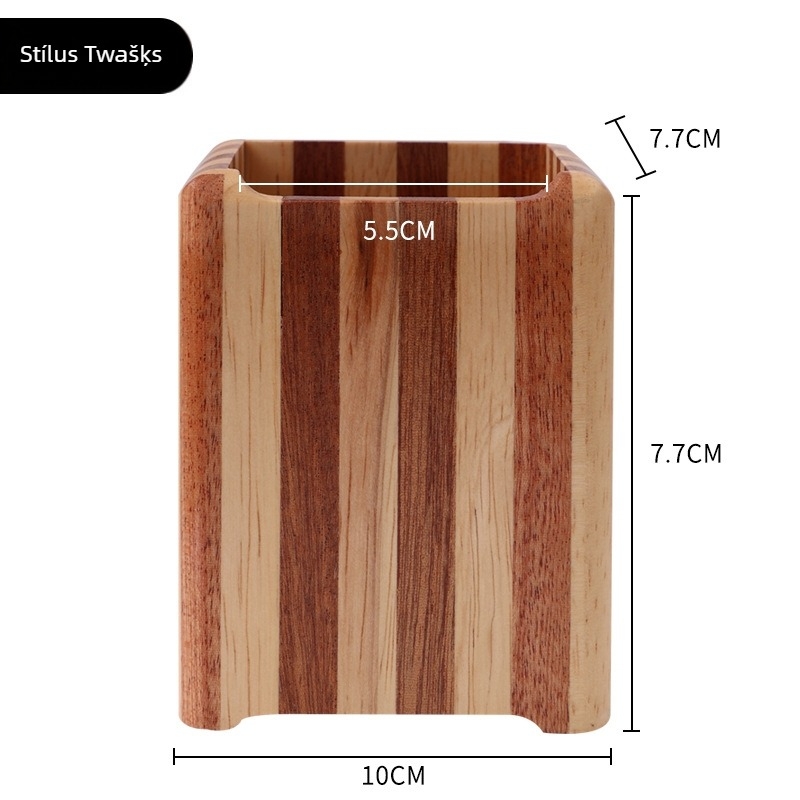 Fából készült tolltartó és asztali rendező, modell K80022, négyzetes formájú, anyag: fa