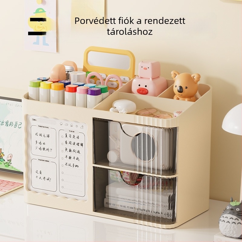 Akril asztali rendező fiókokkal tollak és irodai kellékek számára
