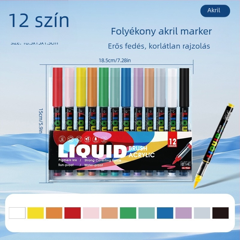 Akril marker készlet: nem csöpögő, kerek test, puha hegy, víz alapú tinta és intelligens tinta-vezérlés