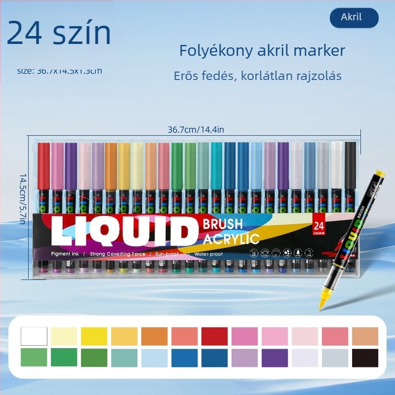 Akril marker készlet: nem csöpögő, kerek test, puha hegy, víz alapú tinta és intelligens tinta-vezérlés