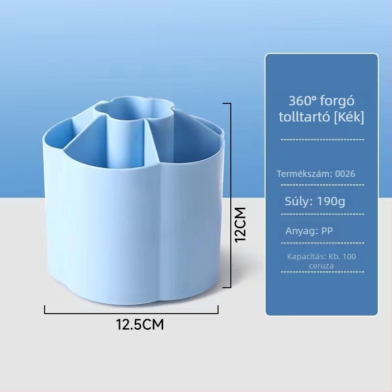 360°-ban forgó műanyag tolltartó és íróasztali rendező
