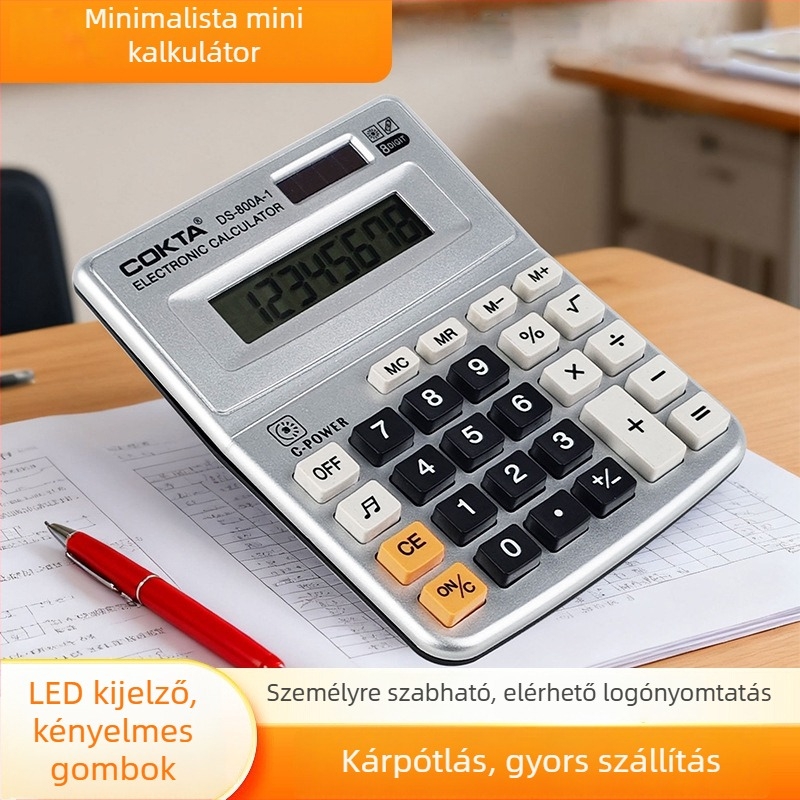 Ds-800a aritmetikai számológép 8 számjegyű kijelzővel, kettős tápegységgel és hangfunkcióval