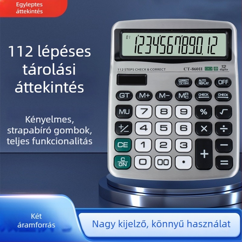 CT-860II számológép, ABS tokozás, 12 jegyű kijelző, AAA alkáli elem, licencelhető magánmárka