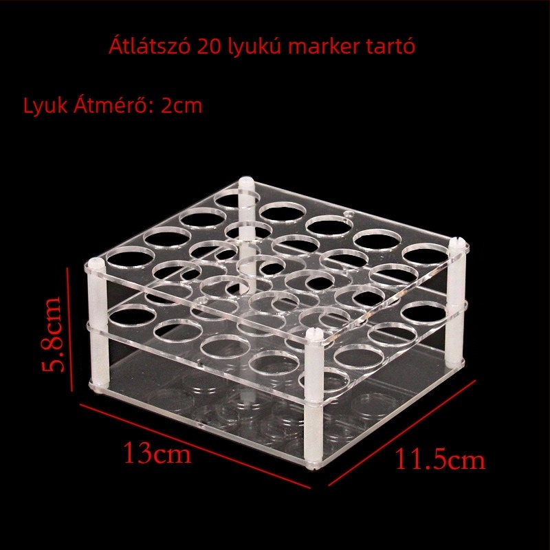 Átlátszó akril toll- és kozmetikai tartó/display állvány – műanyagból készült, átlátszó kivitel (Anyag: Műanyag; Modell: Alapértelmezett tétel; Testreszabás: Igen; Logó nyomtatás: Nem lehetséges)