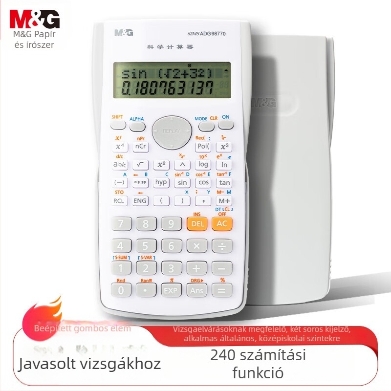 ADG98770K Tudományos számológép, többfunkciós, 12 számjegyű LCD kijelző, gombelemmel működik
