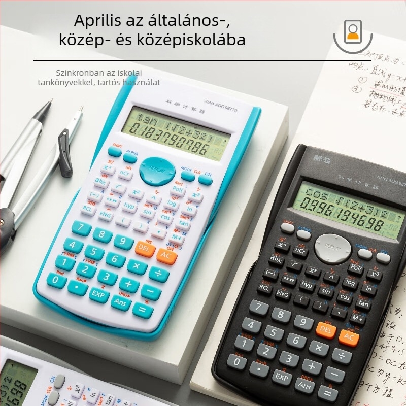 ADG98770K Tudományos számológép, többfunkciós, 12 számjegyű LCD kijelző, gombelemmel működik