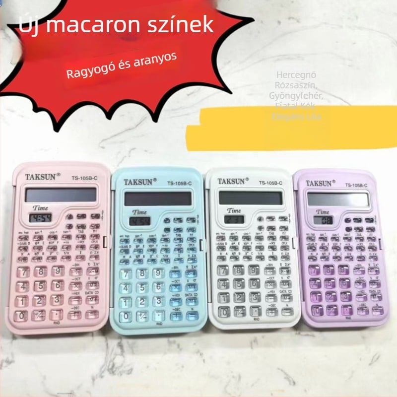 Diákok számára tudományos funkciójú számológép idő kijelzővel, hordozható és csendes, elemekkel együtt