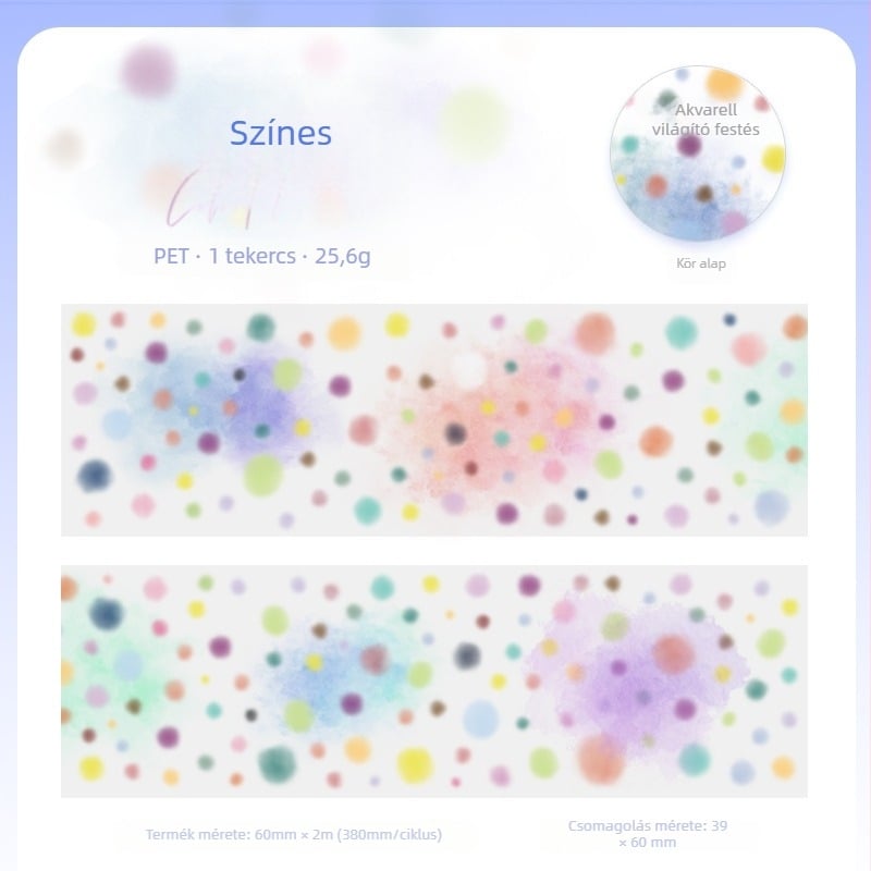PET dekoratív szalag - akvarell sorozat, elmosódás téma, többfunkciós használat naplókhoz és a telefon hátlapjához (PET alap, Yu Xian márka, Többfunkciós használat, 2025-03-21)
