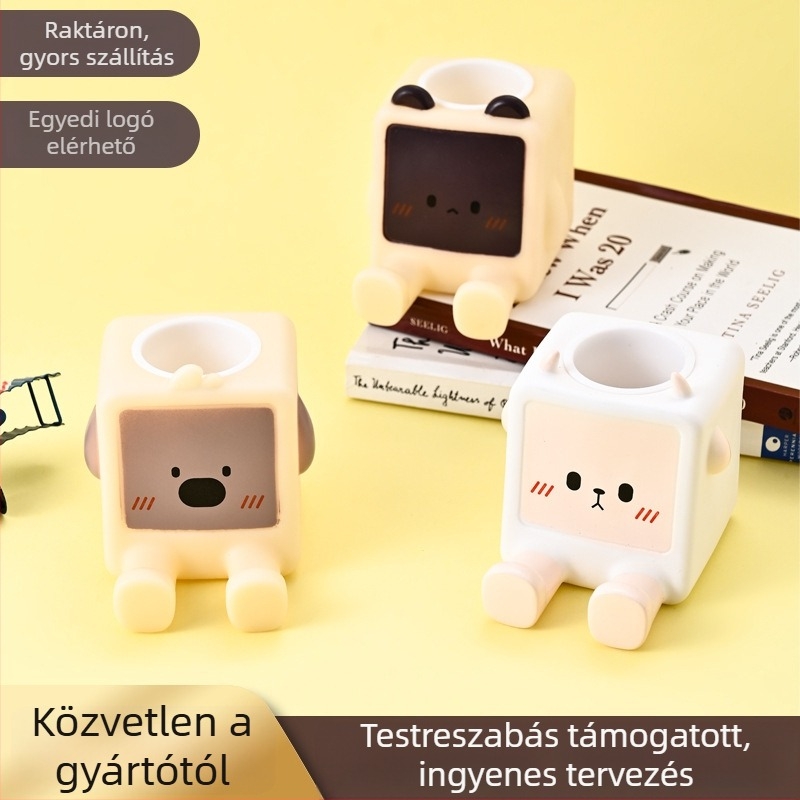 Vinil tolltartó állvány, négyzetes formájú asztali dekoráció gyerekeknek és diákoknak