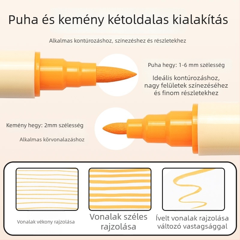 Kétoldalas akril marker toll, kerek fej, vízálló, gyorsan száradó (Kétoldalas, Akril, Vízálló, Gyorsan száradó)