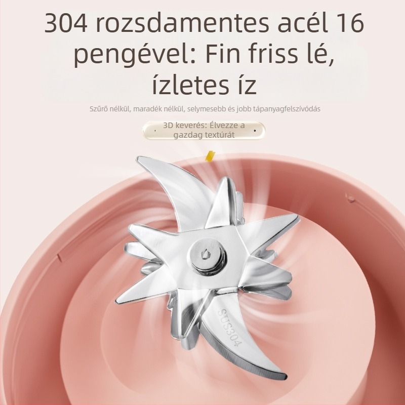 Hordozható gyümölcscentrifuga beépített akkumulátorral és vezeték nélküli töltéssel, 55W, 18001–20000 rpm, 401–600 ml kapacitás, boroszilikát belső tartály