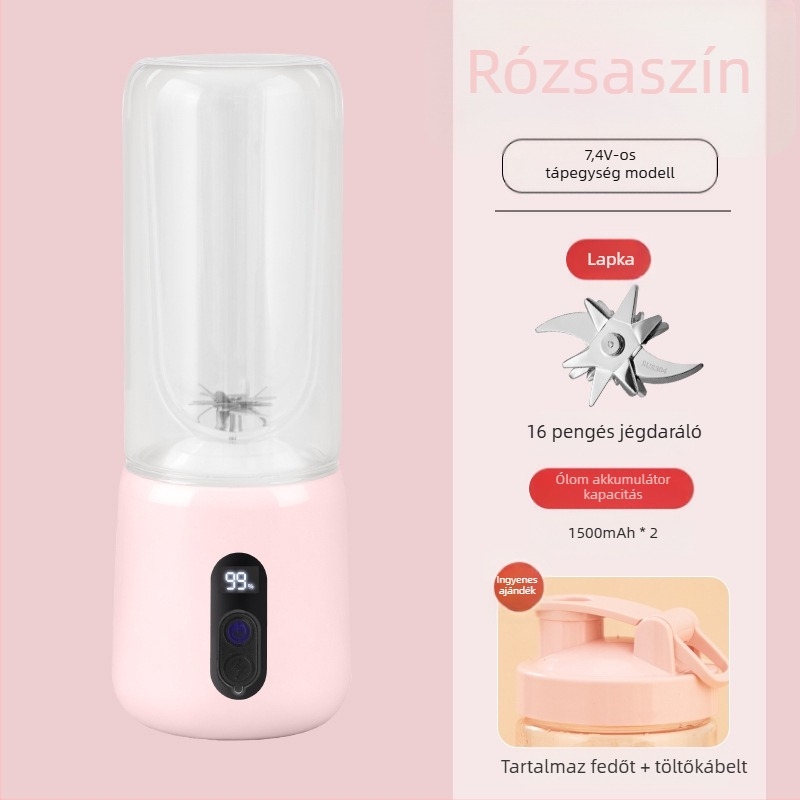 Hordozható gyümölcscentrifuga beépített akkumulátorral és vezeték nélküli töltéssel, 55W, 18001–20000 rpm, 401–600 ml kapacitás, boroszilikát belső tartály