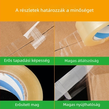 Csomagoló szalag, BOPP film, vízbázisú ragasztó, átlátszó, zárásra és csomagolásra (-20–40 °C, 52 µm)