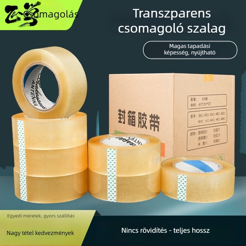 Csomagoló szalag, BOPP film, vízbázisú ragasztó, átlátszó, zárásra és csomagolásra (-20–40 °C, 52 µm)