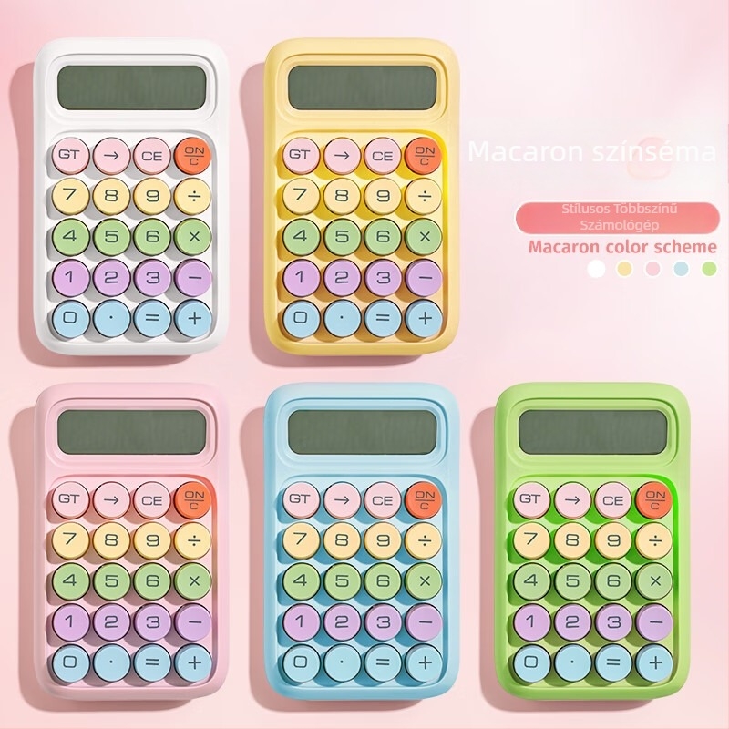 Miki 1872 Macaron-stílusú Mini mechanikus billentyűzetes számológép általános iskolásoknak, 10 számjegy