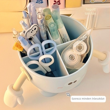 Kedves, nagy szemű tolltartó, Zheyu Bd-0227, műanyag, kerek, irodai rendező