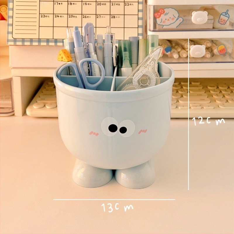 Kedves, nagy szemű tolltartó, Zheyu Bd-0227, műanyag, kerek, irodai rendező