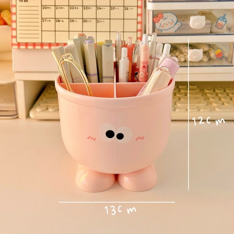 Kedves, nagy szemű tolltartó, Zheyu Bd-0227, műanyag, kerek, irodai rendező