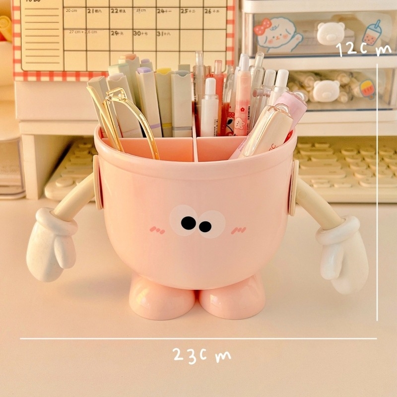 Kedves, nagy szemű tolltartó, Zheyu Bd-0227, műanyag, kerek, irodai rendező