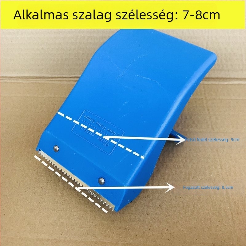 Szalagvágó és Nagy Csomagológép, ABS műanyagból, ütésálló kialakítás, 3-8 cm széles szalaghoz