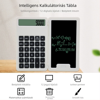 Dongxin tudományos számológép összecsukható írás táblával, 12-digit LCD kijelző, ABS tok, modell NLT-L050-J, gombos elem