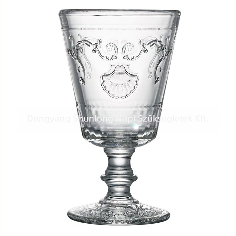 Jinya borospohár — domborított francia díszítés, retro lux stílus, vintage udvari hangulat
