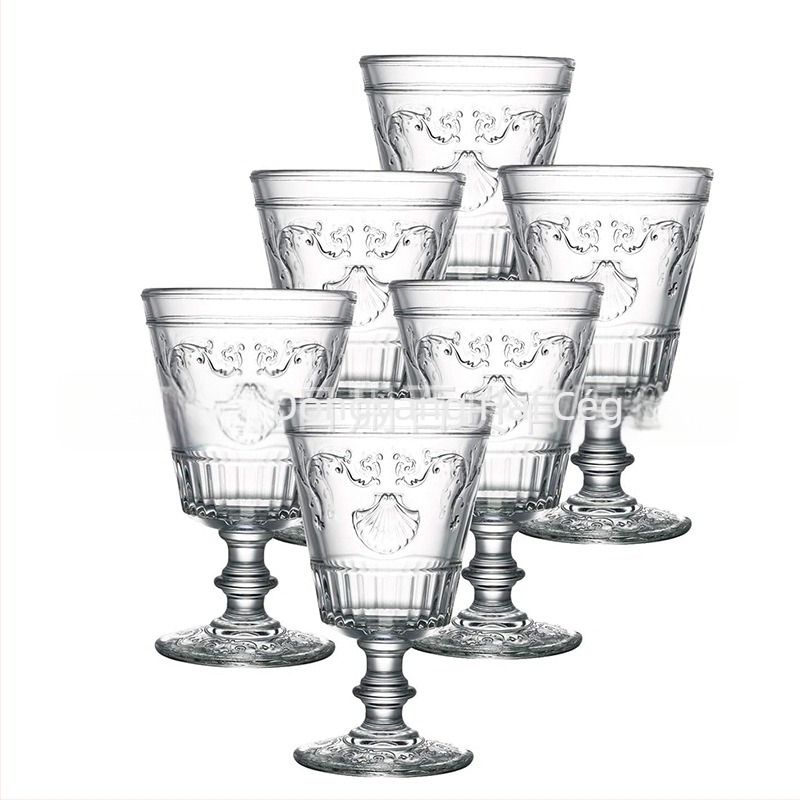 Jinya borospohár — domborított francia díszítés, retro lux stílus, vintage udvari hangulat