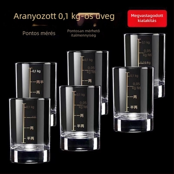 Whiskey pohár mérőskálával, kapacitás 1–100 ml, közönséges üveg, új kínai stílus, prémium minőség