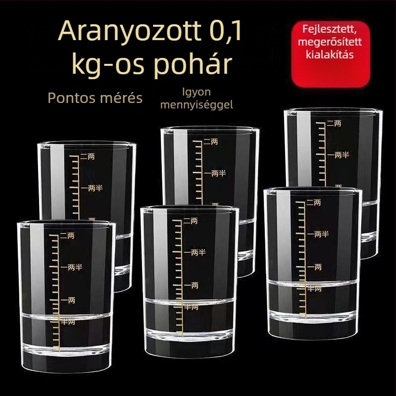 Whiskey pohár mérőskálával, kapacitás 1–100 ml, közönséges üveg, új kínai stílus, prémium minőség