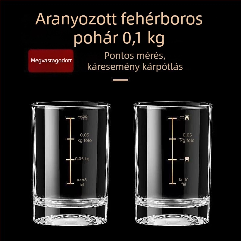 Whiskey pohár mérőskálával, kapacitás 1–100 ml, közönséges üveg, új kínai stílus, prémium minőség