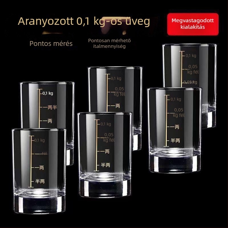 Whiskey pohár mérőskálával, kapacitás 1–100 ml, közönséges üveg, új kínai stílus, prémium minőség