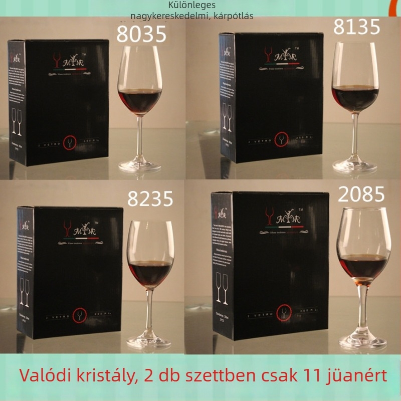 Kristály borospohár Bordeaux-stílusú készlet, 2 darabos ajándék dobozban, 301-400 ml, Merlot Meiya