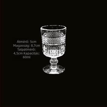 Szeszes italok pohara retró faragott dizájnnal gyémánt mintával (térfogat 1–100 ml; készlet)